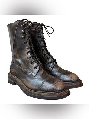 ❤️SILVANO SASSETTI Brown Leather Combat Boots❤️